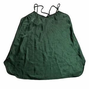 80s/90s Vintage Satin Crossback Slip Dress (Hunter Green) Size XL/18